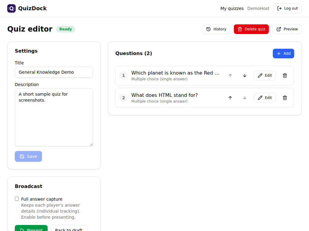 Quiz builder